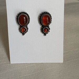 Vintage-Inspired Amber Gemstone Earrings